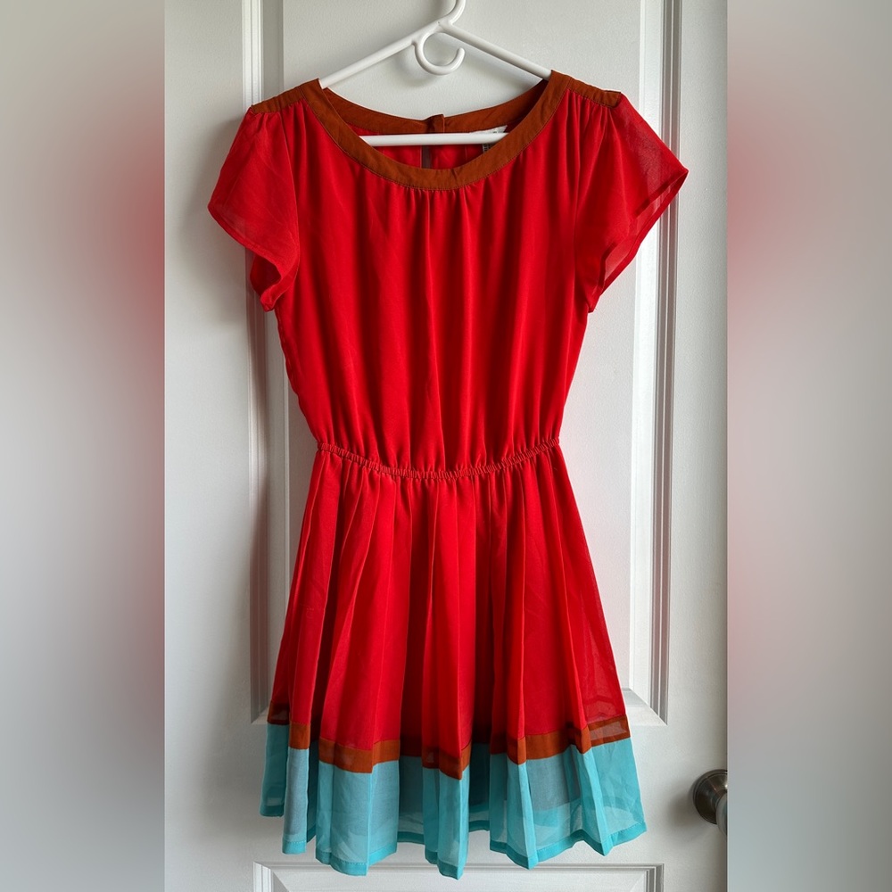 I Love H81 Dress Women’s Size Small Red Blue Scoop Neck A-line
